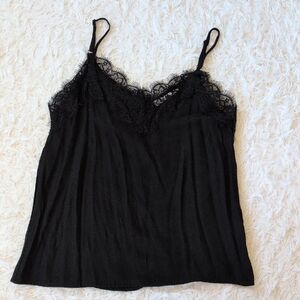 Elegant Black Lace Trim Camisole